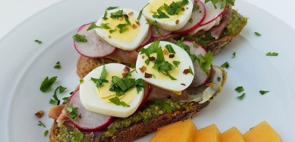 high protein snacks pesto egg toast