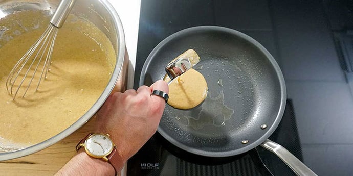 Cook pancake on a sprayed non-stick pan