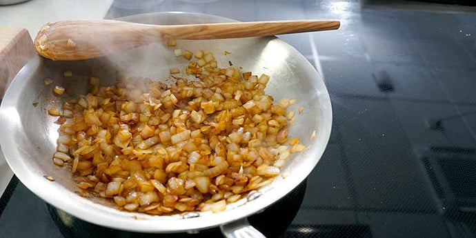 Caramelize onions in a pan