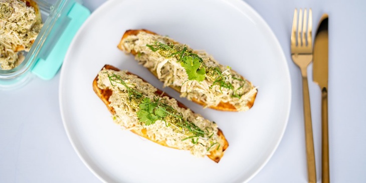 chicken and pesto stuffed sweet potato recipe