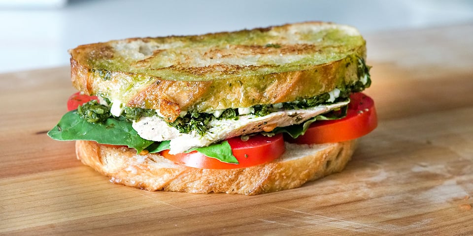 chicken pesto recipe with sourdough bread