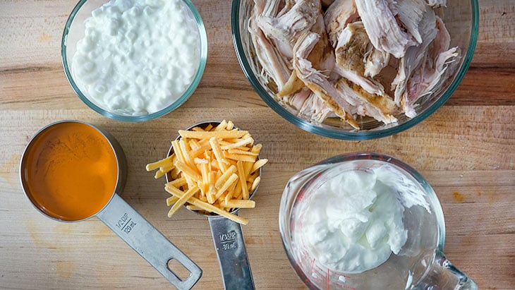 ingredients for buffalo chicken dip 