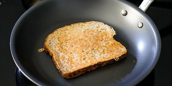 high-protein french toast browned in skillet