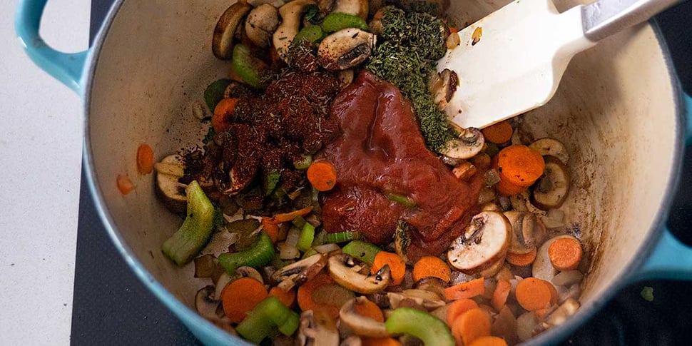 adding tomato paste to keto beef stew recipe