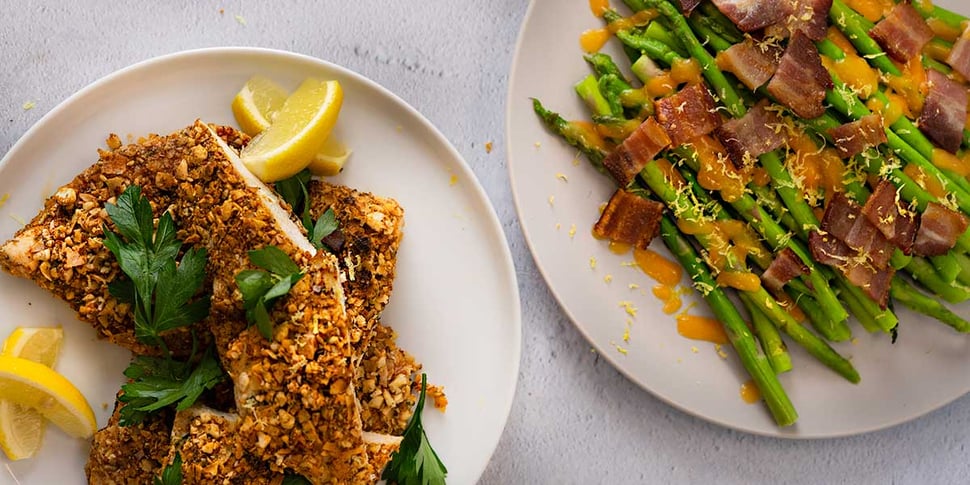 keto fried chicken with asparagus