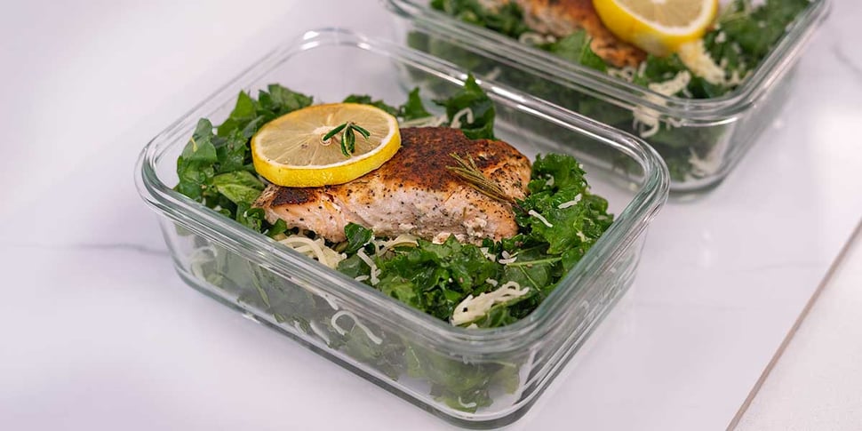 keto lemon parm salad reciep with salmon