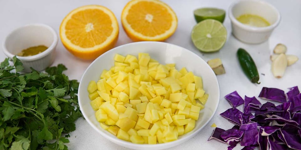 ingredients for fresh mango salsa 