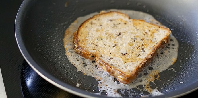 brown your battered vegan French toast in a skillet