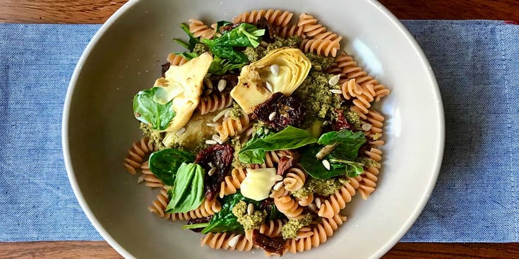 Vegan Spinach and Artichoke Pasta for meal prep 