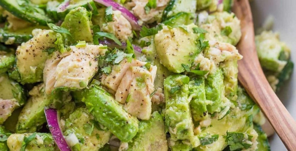 high protein snacks avocado tuna salad