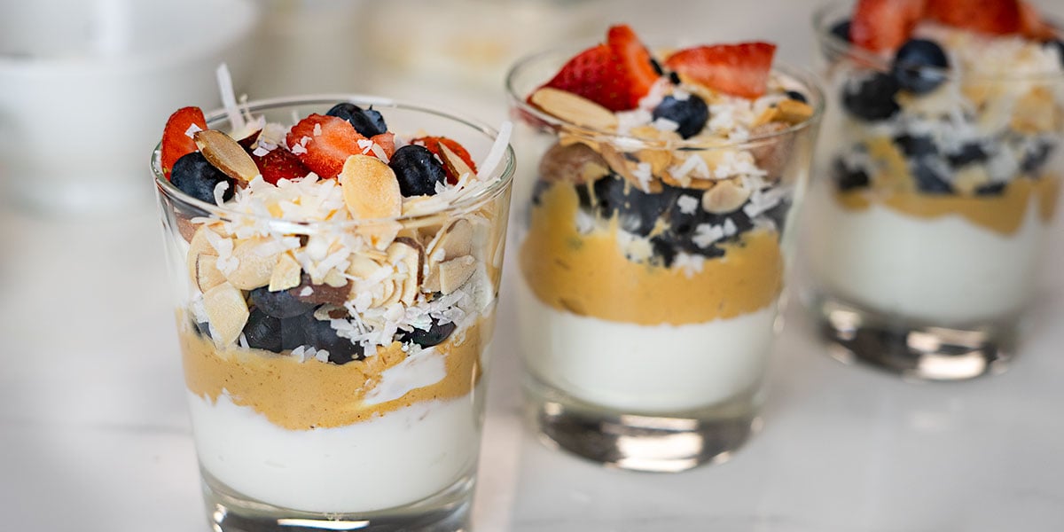 keto friendly parfait in glass container