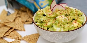 This avacado egg salad recipe is a delicious low-calorie twist on a traditional favorite