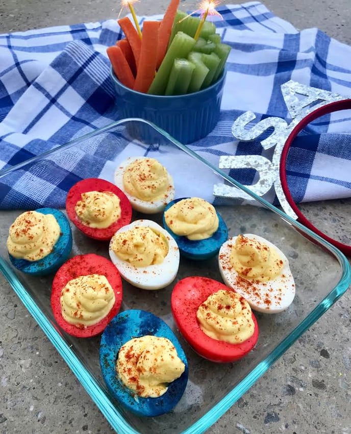 Red, White, & Blue Deviled Eggs
