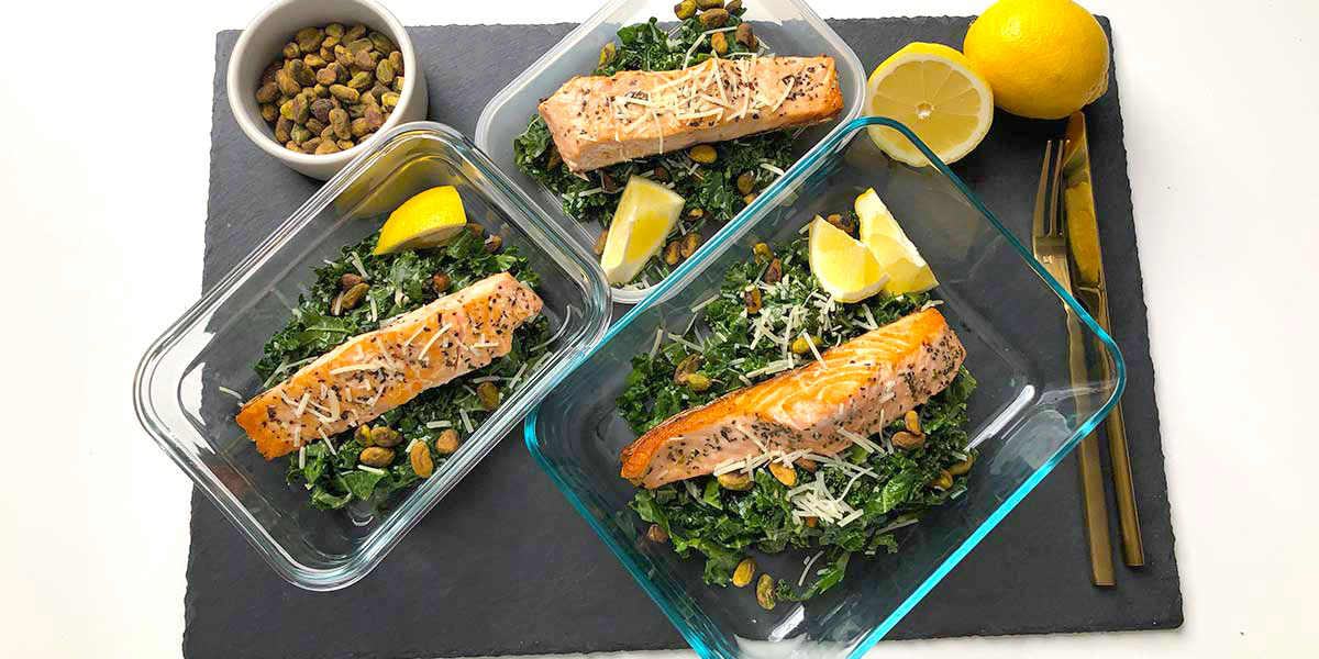 Keto Salmon on Lemon-Parm Kale Salad Recipe