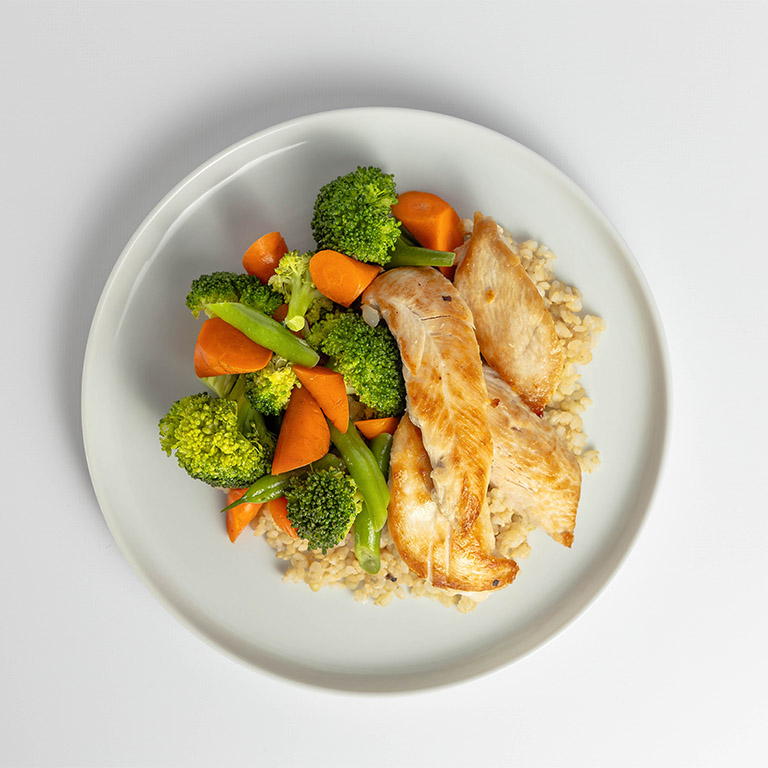 Free Range Chicken Tenders with Brown Rice and Mixed Vegetables