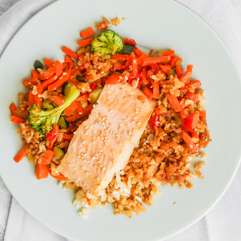 Seared Salmon Quinoa and Enoki Mushroom@2x