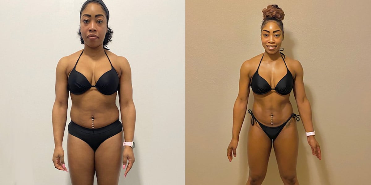 Shenai's 45 day Transformation With Trifecta Vegan and the F45 Challenge before and after comparison