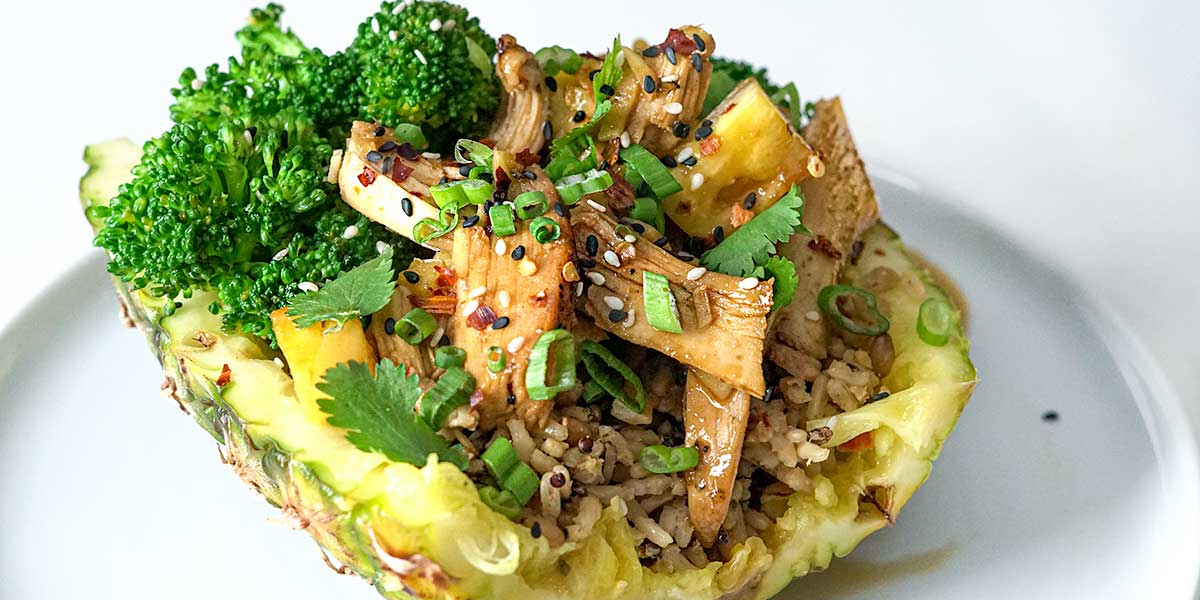 Chicken Teriyaki Pineapple Bowl - Oh Snap Macros