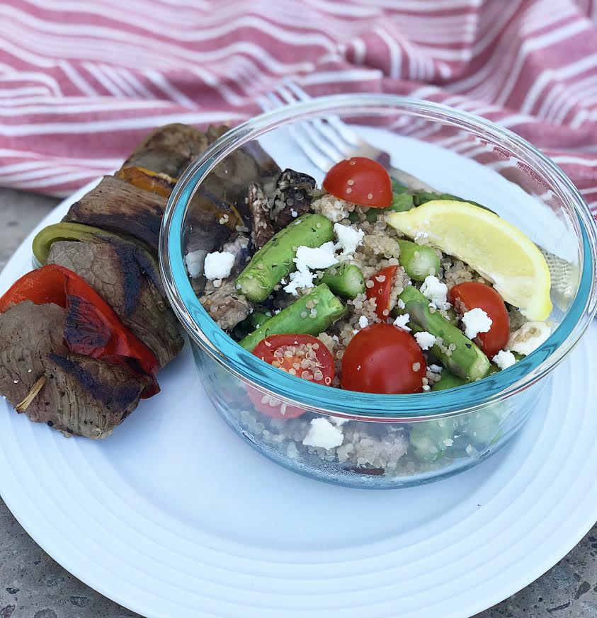 Steak Kabobs & Mediterranean Quinoa Salad