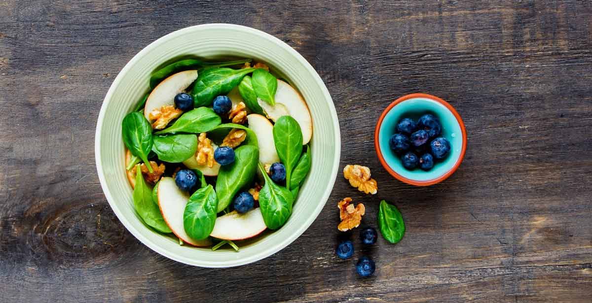 What is Diabetes? - bowl greens walnuts and blueberries